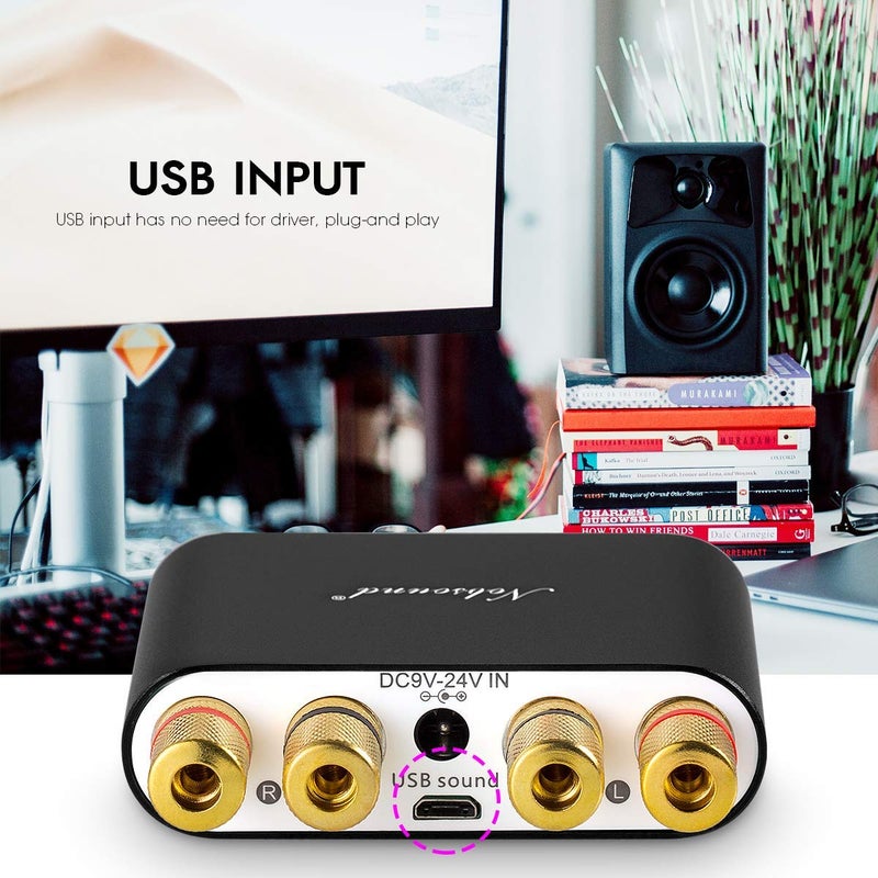 Nobsound مضخم صوت نوبساوند NS-10G بلوتوث 5.0 2 قناة HiFi ستيريو صوتي مضخم صغير جهاز استقبال لاسلكي 50Wx2 لمكبر الصوت المنزلي مع USB وتأثير صوت الباس (أسود) - Image 5